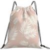 Generic Stampa Zaino Coulisse Palm Tree Tropical Fern Summer On Blush Sacca Sportiva Leggero Zainetti per All'Aperto Sport Adulto 36X42Cm