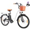 ttgo C2 - Bicicletta elettrica da 26 pollici con cestino, da donna e uomo, con motore da 250 W, batteria rimovibile da 36 V, 14,5 Ah, cambio a 6 marce, portata fino a 100 km, bicicletta elettrica per