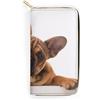 JiuPopular Portafoglio in pelle, moda motocross, piccole dimensioni e grande capacità, facile da trasportare, Bulldog francese con zampa e cane, 19.7x10.5cm, Moderno