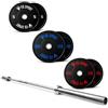 Fitness Discount Kit Bilanciere Olimpico 220 cm con 100 kg Bumper Plates (2x5 kg + 2x20 kg + 2x25 kg) | Set Pesi Olimpici 50 mm per Home Gym, Cross Training, Weightlifting e Powerlifting