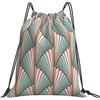 Generic Fashion Borsa Coulisse Art Deco Flower Design Sacca Sportiva Poliestere Gym Sack per Spiaggia Festival Nuoto 36X42Cm