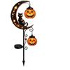 LONZOZBNN Solar Halloween Black Cat & Pumpkin Moon Garden Stake Light, Outdoor Weather Resistant LED Yard Decoration for Patio Walkway Porch