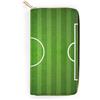 JiuPopular Portafoglio in pelle, stampa mucca, piccole dimensioni e grande capacità, facile da trasportare, Campo di calcio verde, 19.7x10.5cm, Moderno