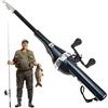 Generic Canna da pesca - Canna pieghevole super corta Design a doppio bilanciere