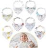 Brencco 8 bavaglini triangolari per bambini, in mussola, morbidi e assorbenti, con 2 bottoni a pressione regolabili, multifunzione, unisex, per neonati e bambini