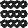 VENUSTE Scrunchies per donne e ragazze, in morbido raso di seta, elastico per coda di cavallo, accessori per capelli, confezione da 12 (nero)