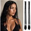 HIVTE xtensions Dreadlocks con Clip 20 Pollici- Extension Capelli Boho Sintetiche con Perline per Donna per Cosplay e Acconciature Coda di Cavallo (Nero Naturale)