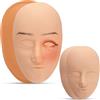 ATOMUS Face Tattoo Practice Skin Head Kit 3pcs Silicone Fake Facial Training Skin with 1pc Facial Tattoo Training Skin Support Base