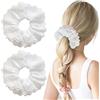 XNIVUIS 2 Pezzi Scrunchies, Elastici, Elastico per Capelli in Pizzo Bianco, Capelli Scrunchies, Elastico in Scrunchies, Fascia a Coda di Cavallo per Donna & Ragazza per Capelli Spessi (Bianco)