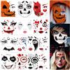 DPKOW 14 Stile Tatuaggi Halloween Viso Trucco Accessori per Costumi di Halloween Tattoo Temporanei Diavolo Clown Tatuaggio Joker Cranio Tatuaggi Viso Ragno Pipistrello Tatuaggio Vampiro Make Up