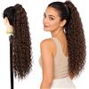 Ser Mulher Coda Capelli Extension Ricci con Laccio in Termofibra di Qualità, 100% Naturale, 70 cm - Coda di Cavallo Riccia per Styling Lunghi, Morbida e Resistente al Calore, CRISTEL (Brown)