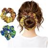 Berkin Arts Set da 2 scrunchies in raso artistico da donna - Elastici senza pieghe per ragazze | Adatti a tutti i tipi e texture di capelli, perfetti giorno e notte(Iris)