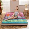 MAXYOYO, Materasso stile Futon, materasso per pavimento stile giapponese, motivo con fiori vintage, letto per ospiti arrotolabile, letto da campeggio portatile, Tatami (Bohemian B, 135 x 190 cm)