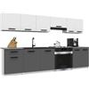 B BELINI GROUP Belini ITALIA 2 Mobile Cucina Completa Componibile 240cm Bianco-Grigio | Cucina completa componibile, mobili pensili e bassi inclusi, montaggio facile