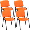 CLP Set 4 Sedie Ufficio Ken Imbottite In Similpelle I Sedie Attese Impilabili E Imbottite Carico Max 120 KG, Colore:arancione