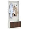 HOMCOM 3 in 1 Appendiabiti da Ingresso 71.5x39.5x170 cm Bianco e Marrone