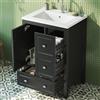 Lcoho 62 x 47 x 90 cm, lavabo da bagno autoportante, lavabo in ceramica a prova di perdite, superficie completamente laccata, tre cassetti + una porta per molto spazio, guide estraibili silenziose