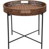 RjcdOPL Tavolino rotondo in stile rattan, tavolino decorativo con piano rimovibile e telaio pieghevole, 48 x 42 cm, carico 4,5 kg, compatto e versatile per soggiorno, terrazza, ufficio