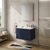 Inbagno Mobile Bagno Sospeso 80 cm Blu - Mobiletto Lavabo Moderno a Due Ante Push and Pull - Mobile Già Montato con Lavandino ad Incasso Linea Tierra