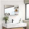 kleankin Specchio Bagno Moderno con 2 Ripiani Laterali 75x10x48 cm Bianco
