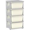 HOMCOM Cassettiera 6 Cassetti per Bambini 3-6 Anni in PP 37x37x56.5cm Crema