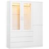 Dripex Armadio a quattro porte, minimalista Wardrobe Closet con asta appendiabiti e 3 cassetti, 120 x 48 x 180 cm, bianco, per camera da letto