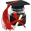 Vetrine inrete Vetrineinrete® Bomboniere portaconfetti 36 Pezzi per la Laurea Barattolo di Vetro Tappo in Sughero a Forma di Tocco con Pergamena (Nero)