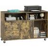 HOMCOM Mobile Porta Stampante a Rotelle, 100x35x65 cm, Marrone Rustico