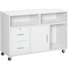 HOMCOM Mobile Porta Stampante a Rotelle, 100x35x65 cm, Bianco
