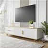 Ctastay Mobile TV, Mobile Contenitore 175 cm x 40 cm x 45cm, Mobile TV contro Il Muro, Mobile Basso Lungo, Maniglie e Gambe Dorate, Mobili da Salotto con Struttura In Marmo. (Bianco)