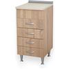 Yellowshop - Mobile cucina basi e pensili con ante, cassetti diverse misure 40, 60, 80, 90 cm effetto legno Rovere Well componibile con sottolavello Basic (Base 40 cm 4 cassetti)