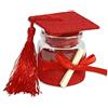 Vetrine inrete Vetrineinrete® Bomboniere portaconfetti 36 Pezzi per la Laurea Barattolo di Vetro Tappo in Sughero a Forma di Tocco con Pergamena (Rosso)