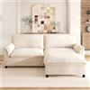 Moimhear Divano angolare modulare Cloud, Deep Seat, con poggiapiedi mobile, schienale alto, larghezza 216 x altezza 82 x profondità 77 cm (beige, con poggiapiedi)