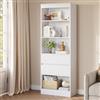 FORABAMB Mobile Alto con Ripiano Regolabile, Mensola in Piedi, Mobiletto da Bagno, Libreria a Scomparti Aperti,Mobiletto Multiuso per Bagno, Soggiorno, Camera da Letto, 180 x 60 x 30 cm(Bianco)