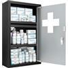 NAIZY Armadietto per medicinali, 30 x 12 x 50 cm, in acciaio inox, 3 ripiani, pronto soccorso, con serratura, da cucina, larghezza 30 cm