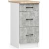 AKORD Cucina componibile con piano di lavoro 85x40 cm 3S | Credenze OLIWIA | Spazioso | Robusto | Adatto a ogni design | Per una piccola cucina | Bianco & Cemento