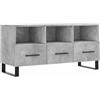 HETFTJN Mobile TV grigio cemento, 102 x 36 x 50 cm, mobile TV basso in legno con gambe in metallo, tavolino per TV con 3 cassetti e 3 scomparti, moderno mobile TV per il soggiorno