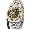 OLEVS Orologio da polso cronografo multifunzionale in pelle originale