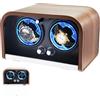 GAIN EXPRESS Caricaorologi Automatico per Due Orologi Automatici - 4 Modalità di Rotazione | Tecnologia Smart Stop, Display LED Blu, Memory Foam e Custodia in Legno per Orologi Automatici di Lusso