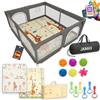 JAMAX Parco giochi Bebe 150 x 180 + tappetino imbottito reversibile 1,5 cm di spessore + 6 palline sensoriali +6 impugnature + borsa per il trasporto | parco bebè (150 x 180) (150x180, Estilo AC)