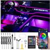 QAUBEN Auto illuminazione ambiente fibra ottica 64 colori musica suono attivo con telecomando RF + APP controllo auto kit di illuminazione dell'atmosfera decorativa DC 12V 1W 6m