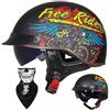 EHKINY Caschi Cromwell Vintage Casco Aperto For Moto Retrò - Mezzo Casco Omologato ECE DOT Con Visiera Resistente Ai Raggi UV, Vestibilità Regolabile, Design Aerodinamico(N,XL=(61~62cm))