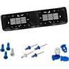 Virsus Kit Portatarga per auto con Banda 0651, misura 53,5x13,5cm, supporto targa universale nera in Polipropilene, Facile installazione, per targhe Europee, 4 Viti, 4 Rivetti e 4 Bottoni (Posteriore)