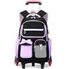 FANDARE Zaino Trolley Donna 35L Zaino con Ruote 2 in 1 Ruote 6X Antiscivolo per Salire Scale, Compatibile 15.6 PC Tasche Multiple Oxford Impermeabile Viola