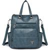 Balakaka Zaino Donna Pelle Casual Antifurto, 33x18x36 cm Zaino Donna Borsa a Spalla Multifunzione Multitasche Chiusura con Cerniera, per Universitá Scuola Shopping Lavoro, Blu navy