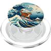 Surfing Cat Hokusai Great Wave Off Kanag Surfing Cat Hokusai Grande onda Off Kanagawa Arte Giapponese PopSockets PopGrip per MagSafe