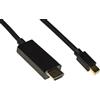 LINK LKMDPH20 - Cavo audio/video mini DisplayPort maschio - HDMI maschio (2 metri, nero) - Supporto Full HD 1080p, 3D, HDCP, DPCP - Cavo schermato in rame con ferrite e rivestimento PVC