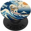 Surfing Cat Hokusai Great Wave Off Kanag Surfing Cat Hokusai Grande onda Off Kanagawa Arte Giapponese PopSockets PopGrip Adesivo