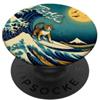 Surfing Cat Hokusai Great Wave Off Kanag Surfing Cat Hokusai Grande onda Off Kanagawa Arte Giapponese PopSockets PopGrip Adesivo