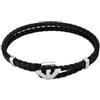 Emporio Armani Bracciale Uomo in acciaio inossidabile o pelle con chiusura toggle, Nero Jet e tonalità argento